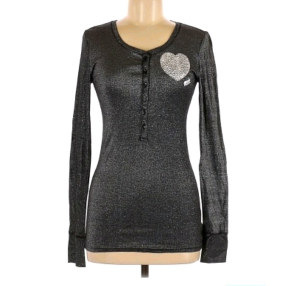 PINK Victoria's Secret Shimmering Black Top MED